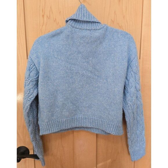 Jessica Simpson Womens Cable Knit Turtleneck Sweater M Cozy Blue - Picture 4 of 6